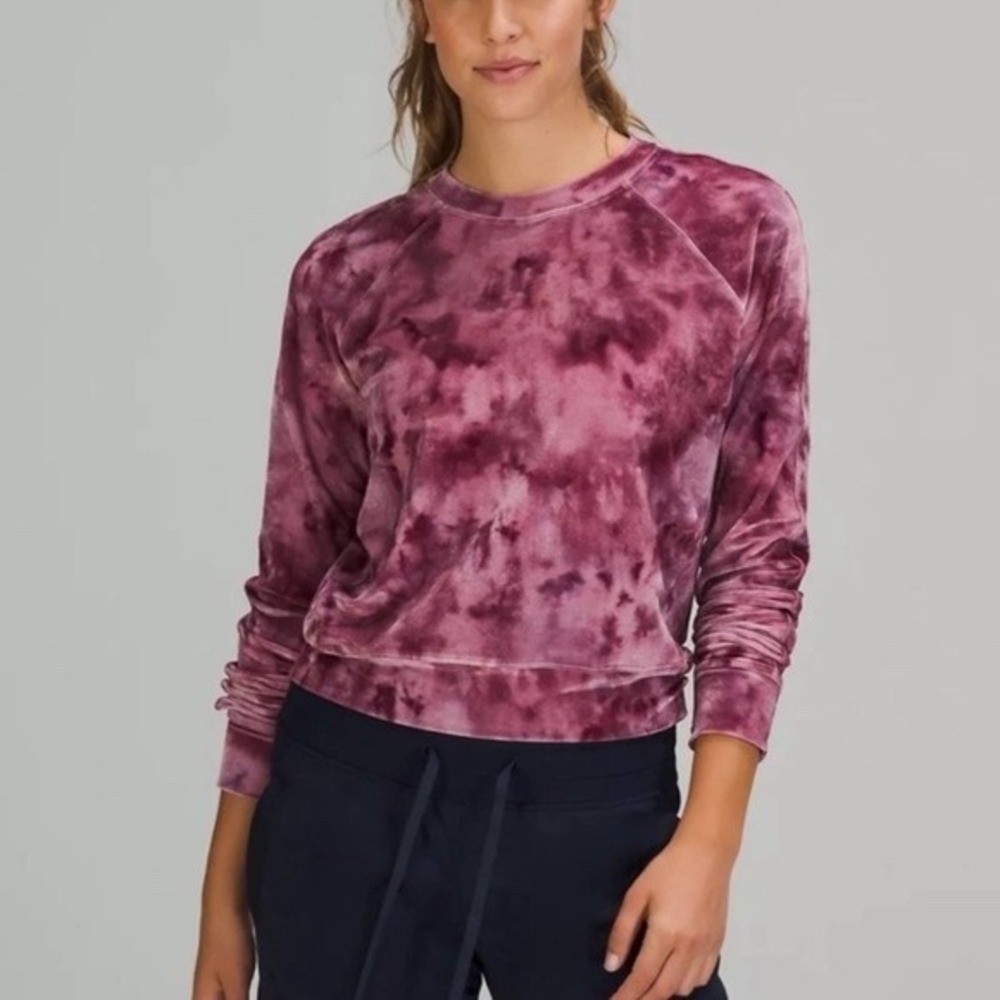 Lululemon Warm Down Crew Velvet Tie Dye Pink Purple Sweatshirt 4